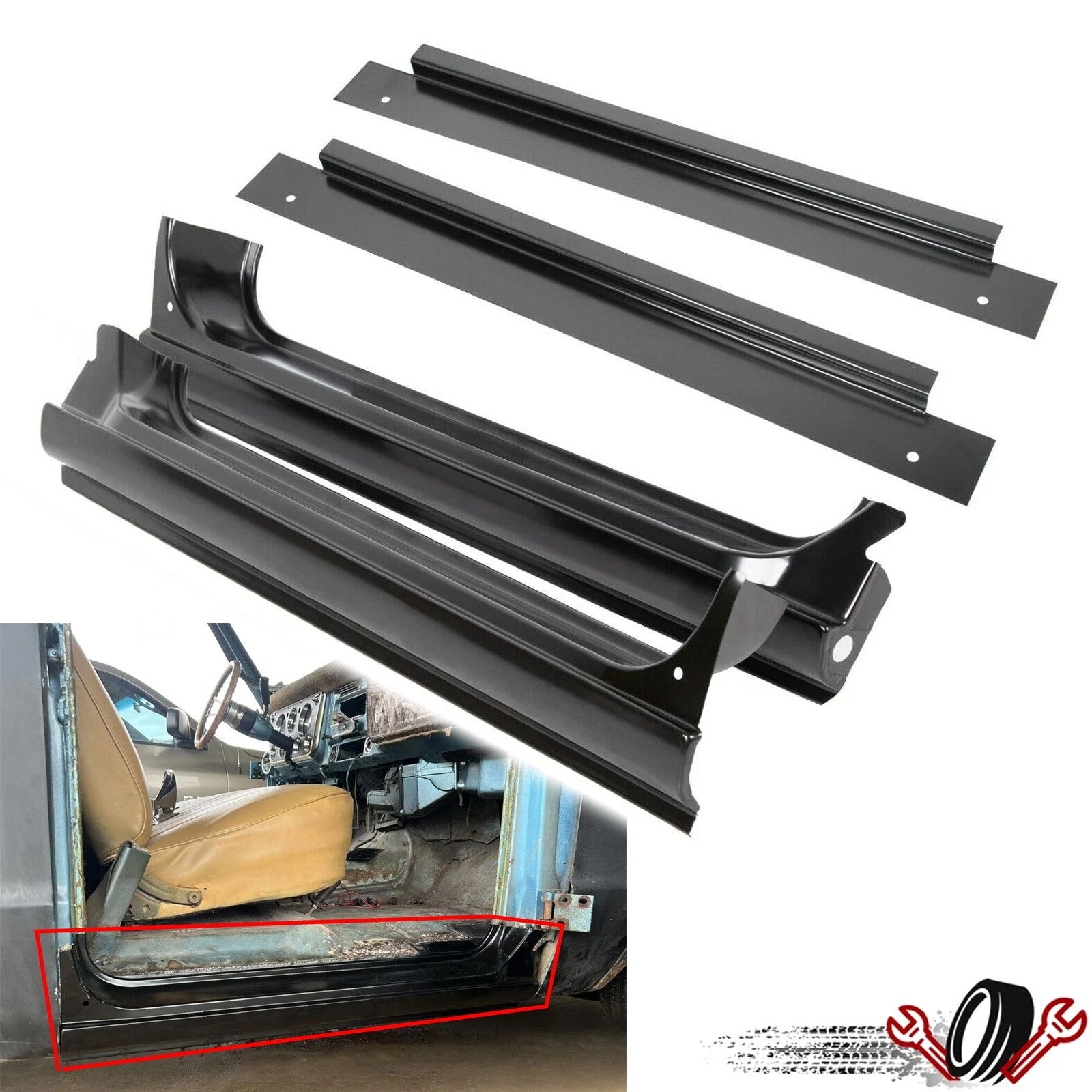 Full Rocker Panels with Inner Patch for Chevy C10 (1967–1972)