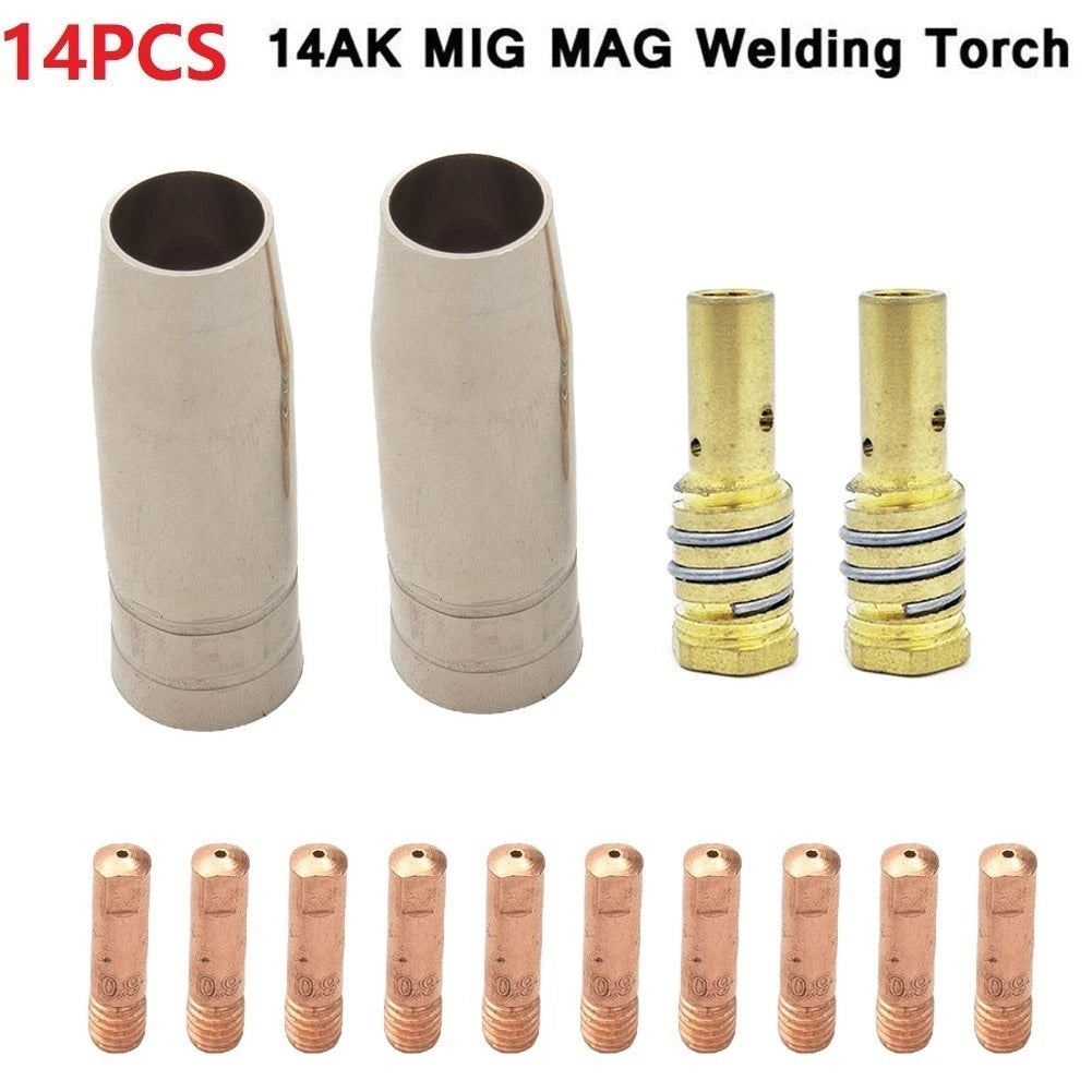 14Pc Torch Gas Nozzle Tip Holder for MIG Welding (Universal)