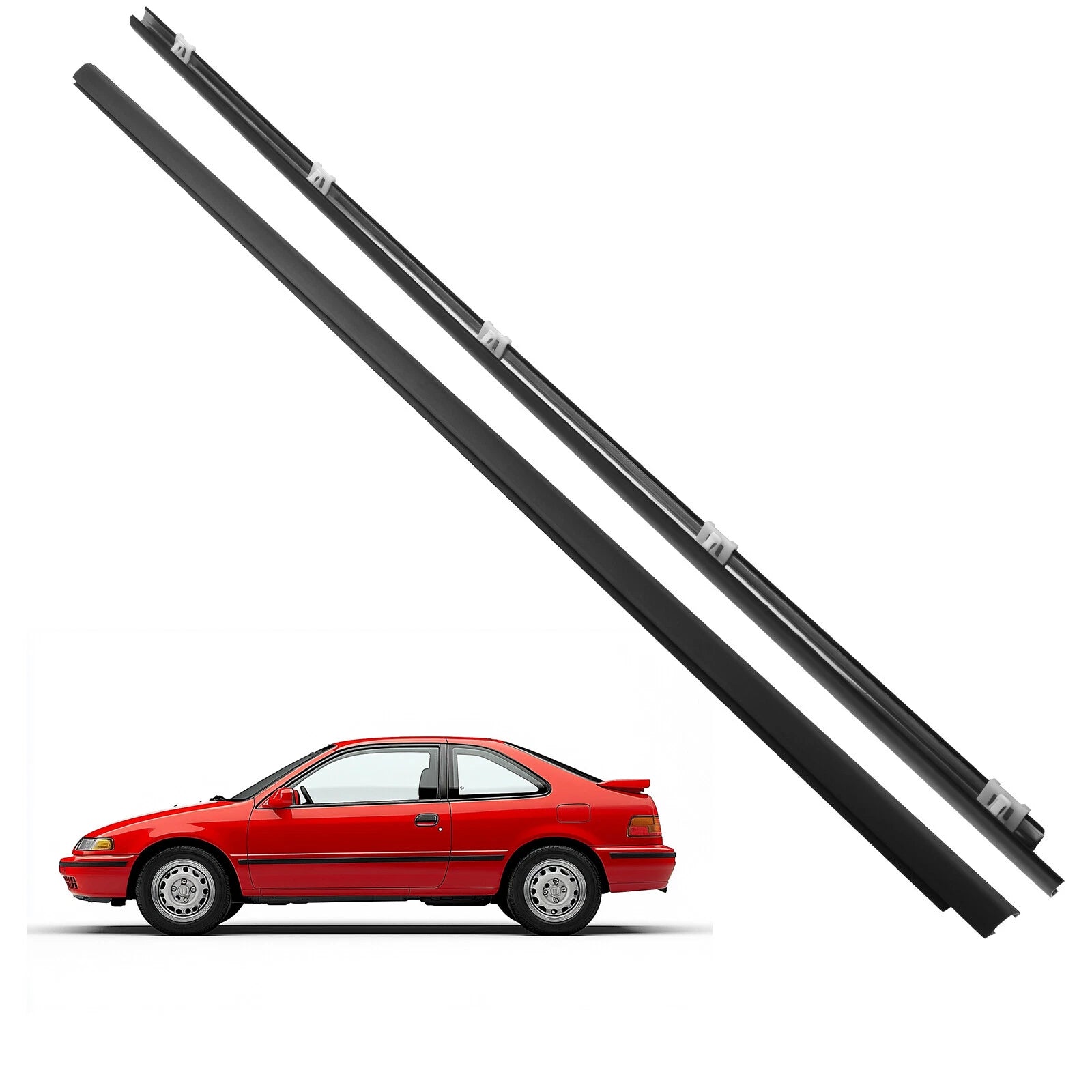 2X Outer Window Molding Trim Weatherstrip for Honda Civic (1992–1995)