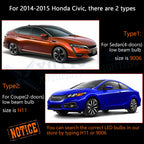 LED Headlight High Low Beam and Fog Light Package for Honda Civic (2006-2015)