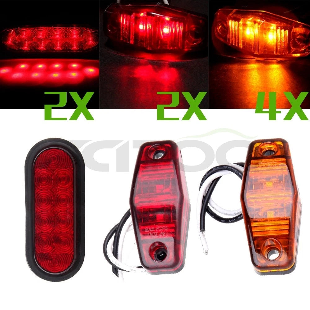 2X Red 6" 10LED Stop Turn Tail Light for