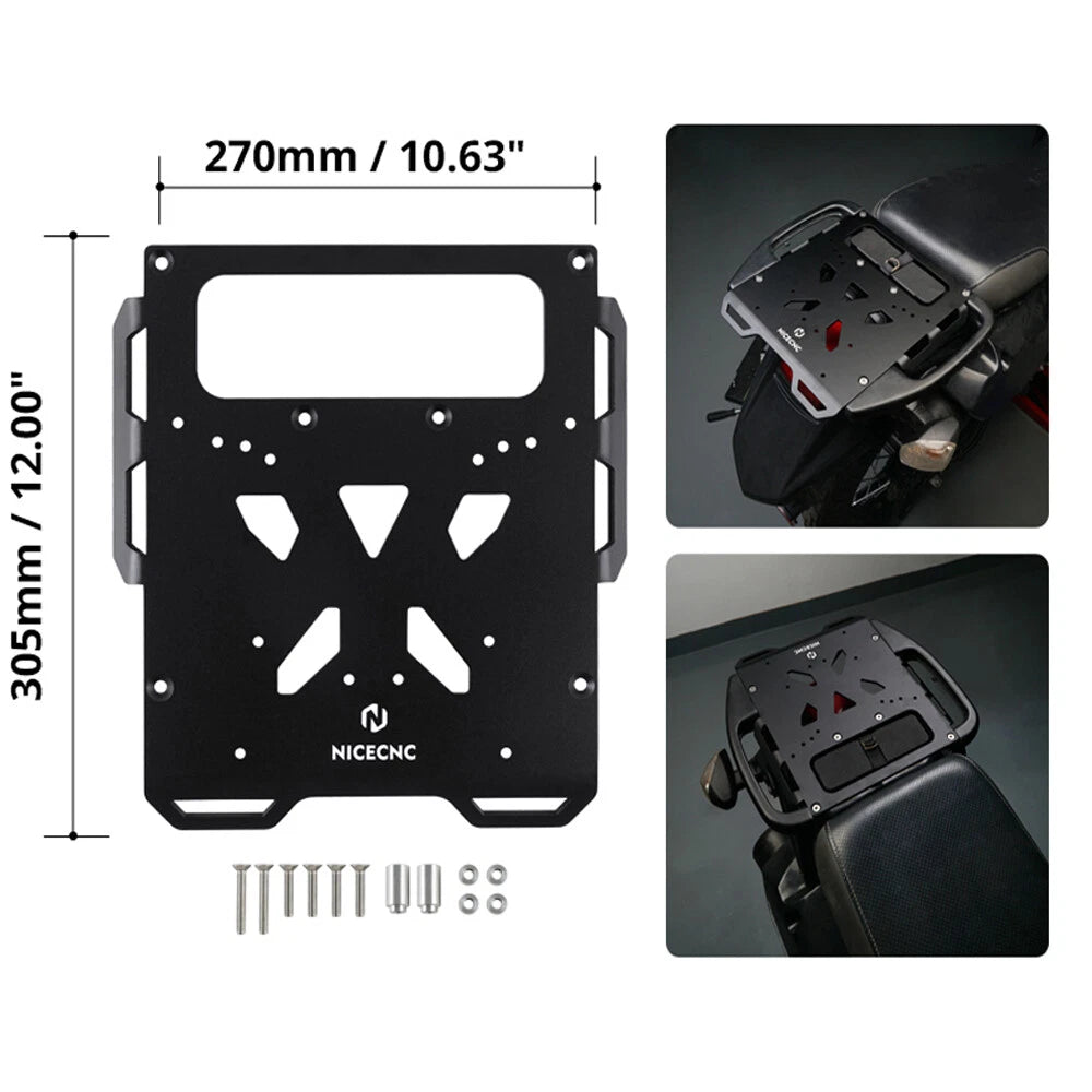 Alu Rear Luggage Rack Plate Carrier Bracket Kit for Kawasaki KLR650 (2008–2018)