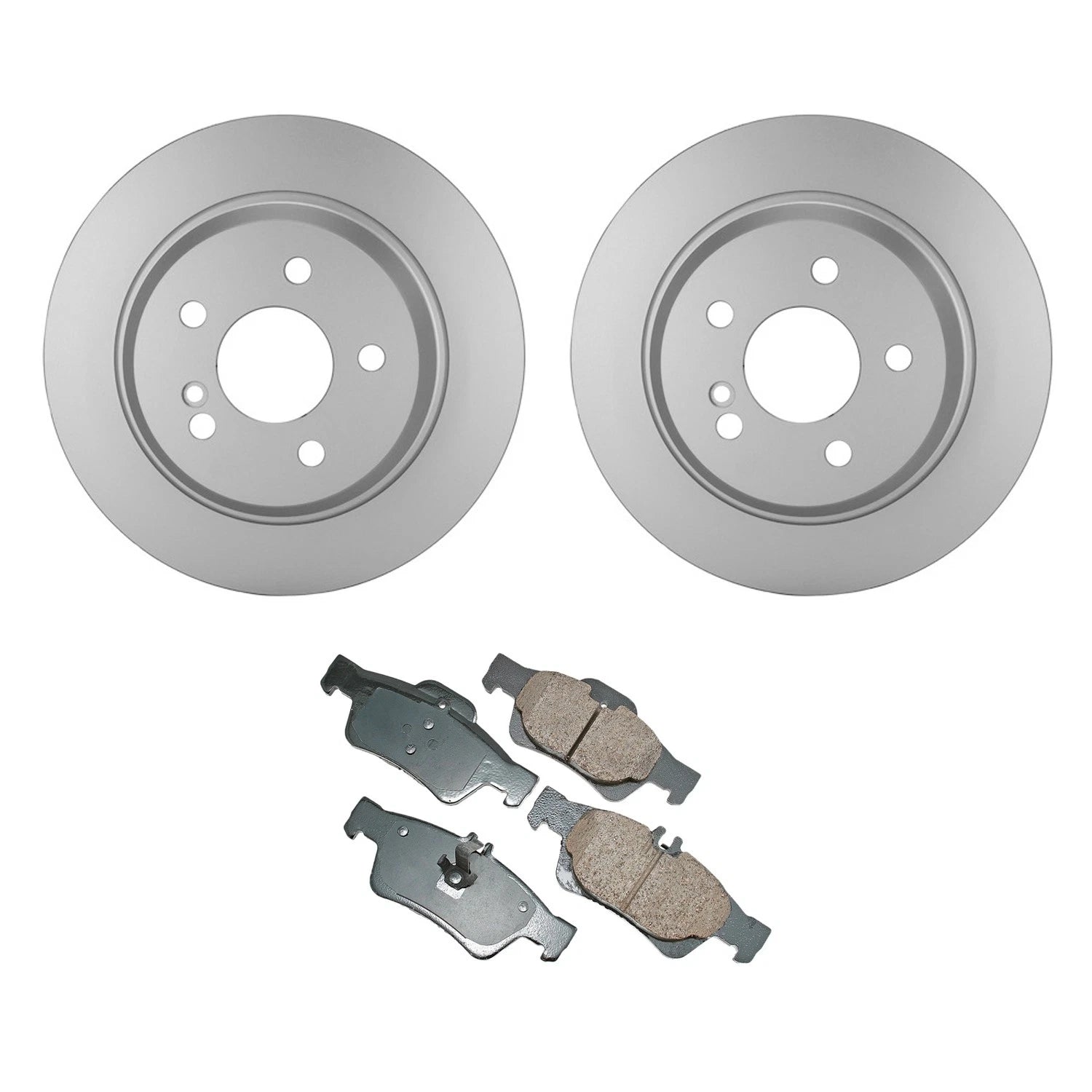 Set of 4 Hella Rear Rotors & Akebono EURO Ceramic Brake Pads for R230 SL500 (2003–2008)