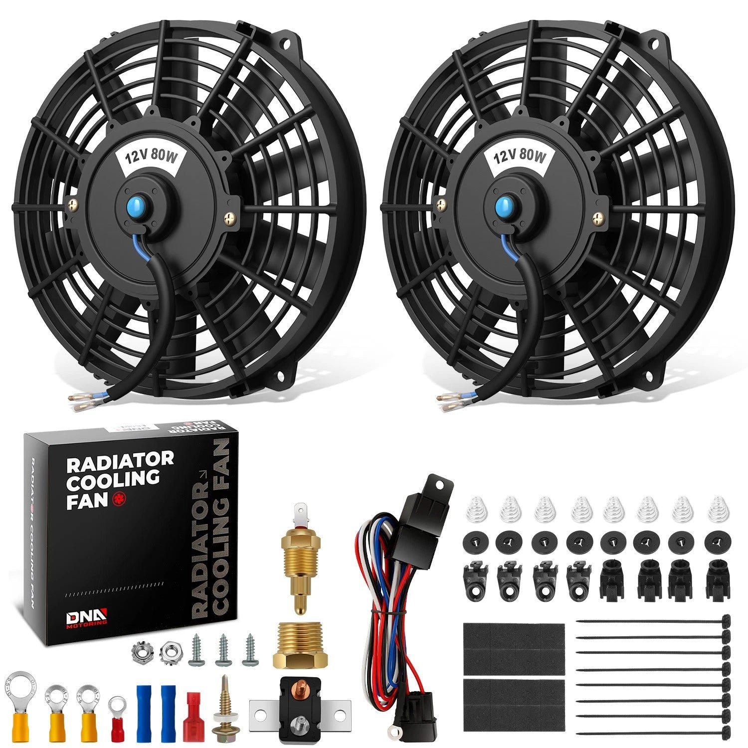 2X Slim Electric Radiator Fan Relay Kit for Universal Applications