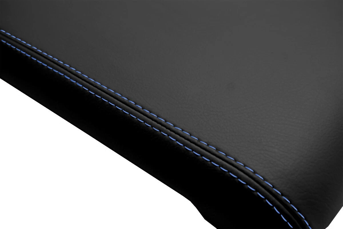 Leather Console Lid Armrest Cover for Chevrolet Colorado (2015–2022) Blue Stitch