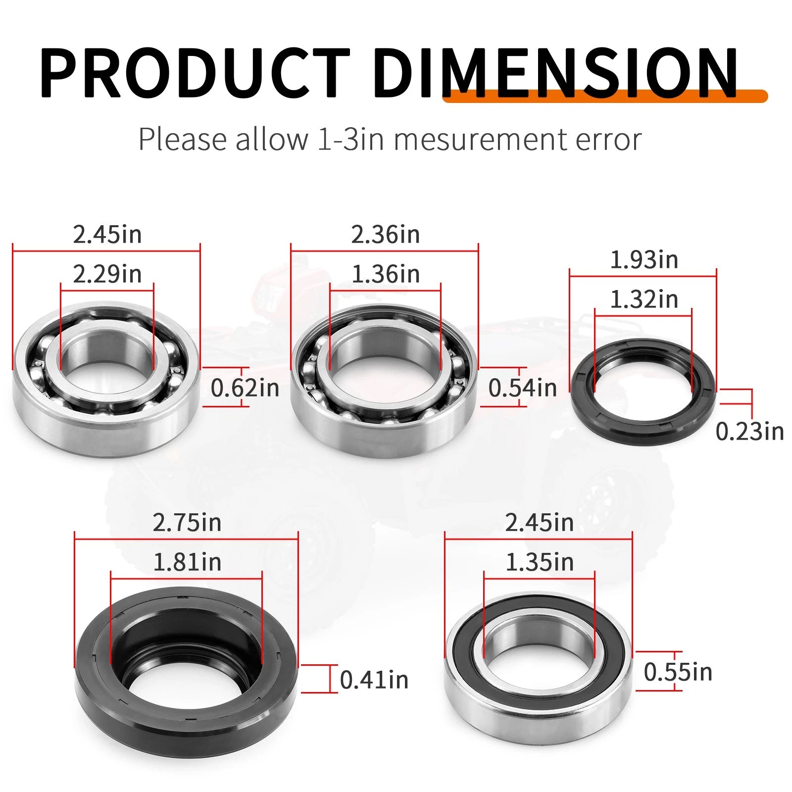 Rear Differential Bearing & Seal Kit for Honda Foreman 500 TRX500TM (2005–2006)