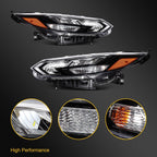 2X Black Headlight Assembly for Nissan Sentra (2024–2025) w/Bulbs