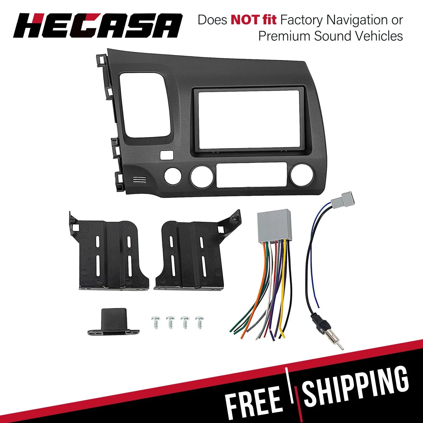 Double Din Radio Install Dash Kit & Wiring Harness for Honda Civic (2006–2011)