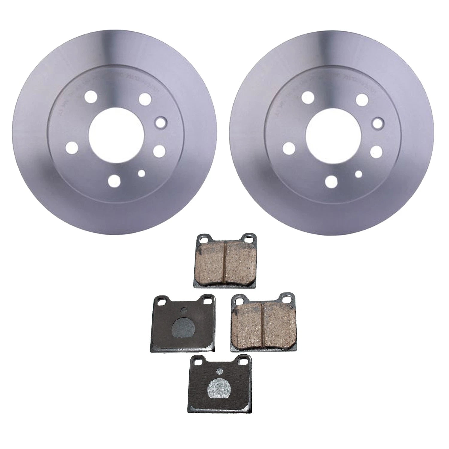 Set of 4 Hella Rear Rotors & Akebono EURO Ceramic Brake Pads for W126 300SE 420SEL