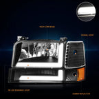 6Pcs Dual L-Shape LED DRL Bumper Headlight for Ford F150-F350 (1992–1996)