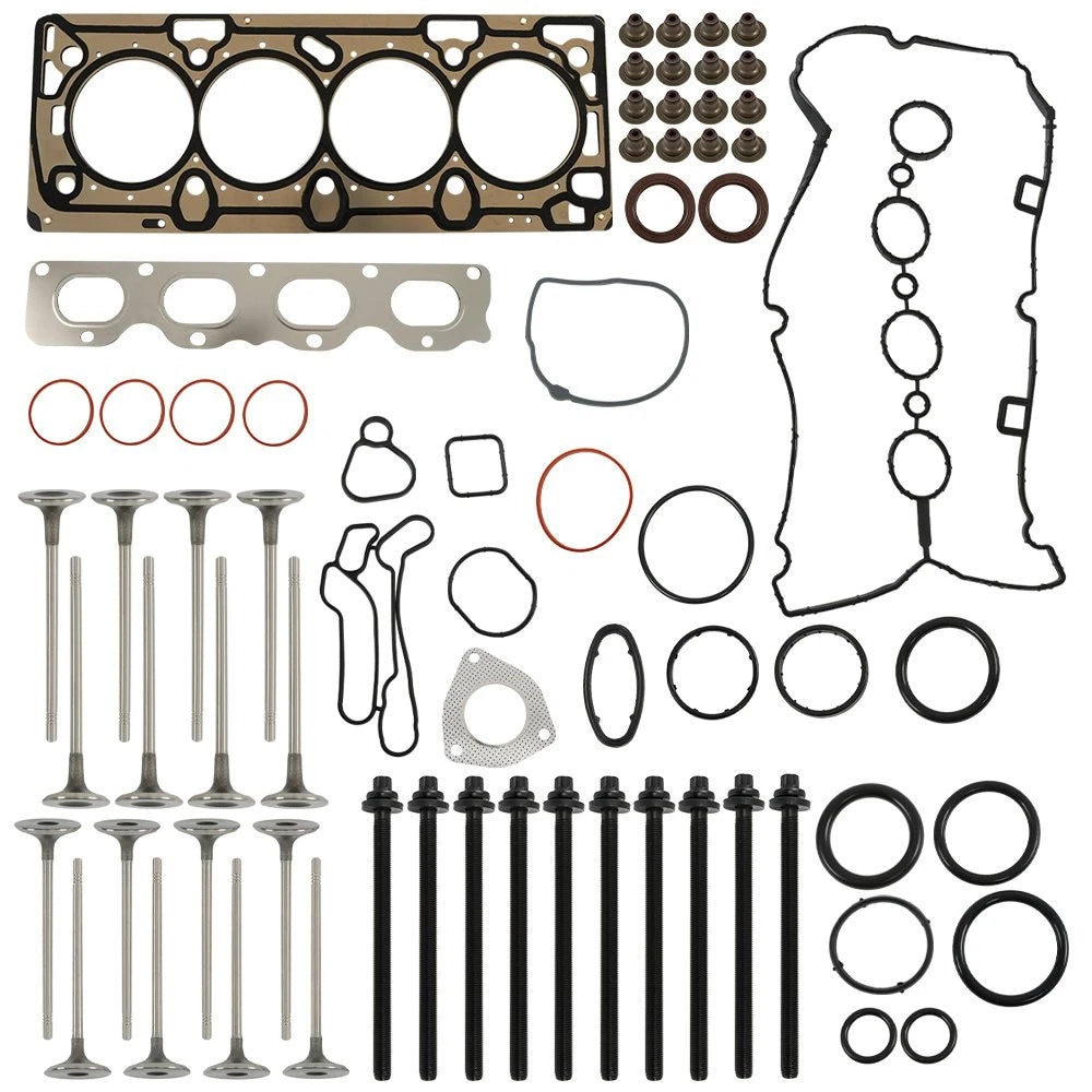 Set of 16 Head Gasket Bolts & Intake Exhaust Valves for Chevrolet Cruze Sonic (2011–2017)
