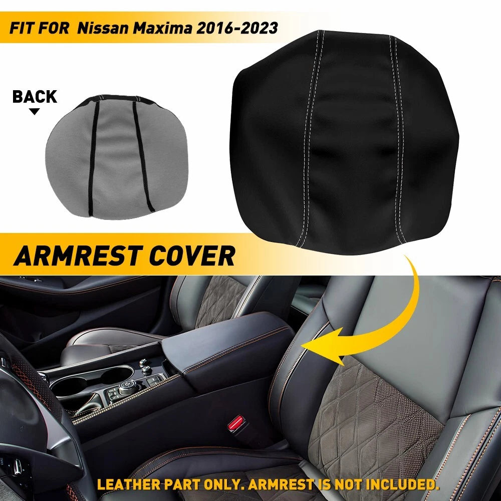 Center Console Lid Arm Rest Cover for Nissan Maxima (2016–2023) Gray Stitch