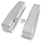 Polished Aluminum Finned Valve Covers for Small Block Chevy 350 (1968–1979)