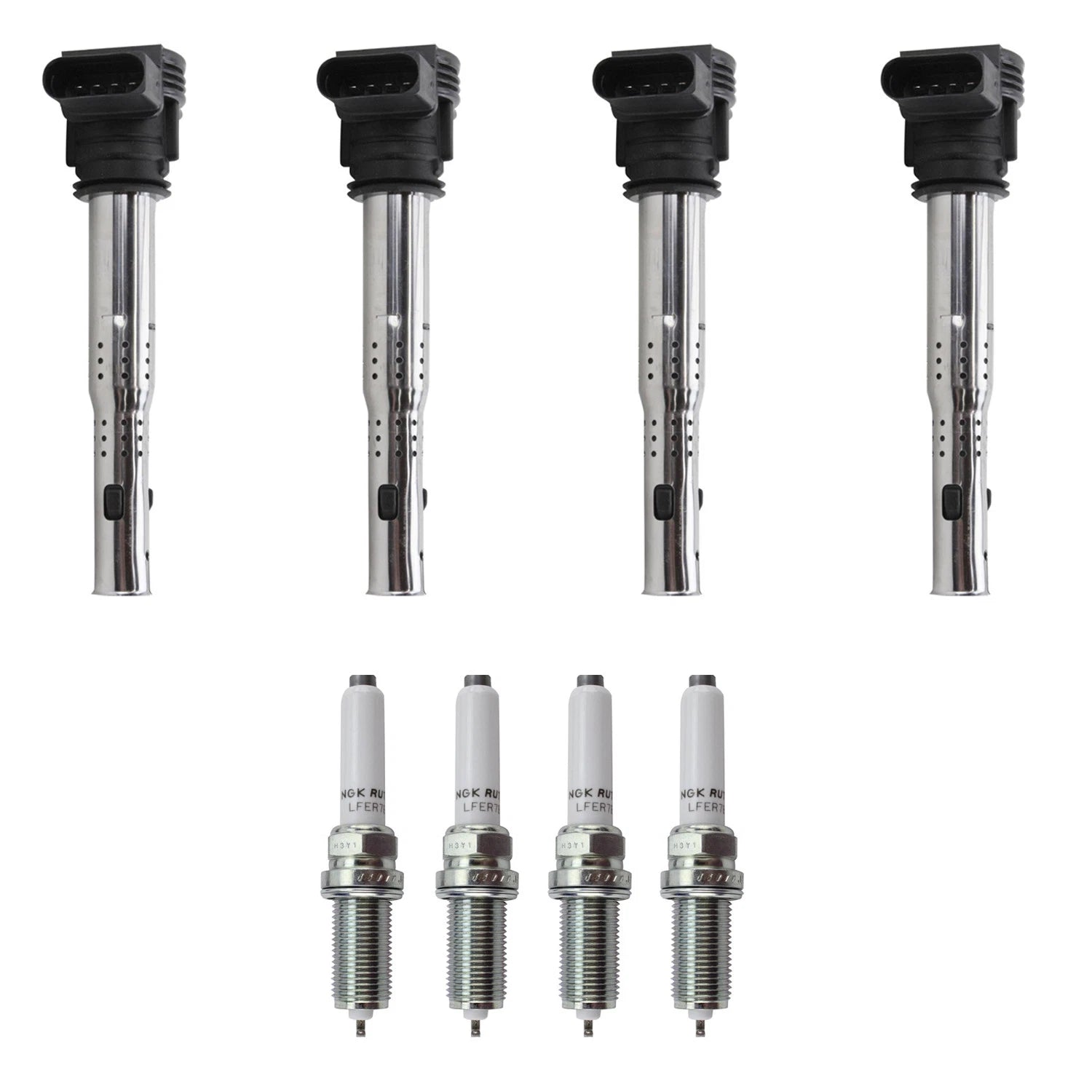 Set of 4 Ignition Coils & NGK Ruthenium Spark Plugs for Allroad (L4 CPMB Turbo)