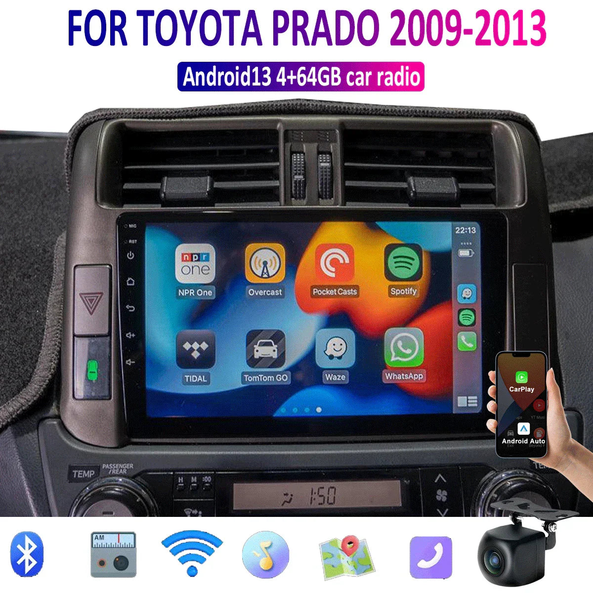 9'' Car Radio Head Unit for Toyota Prado (2009-2013)