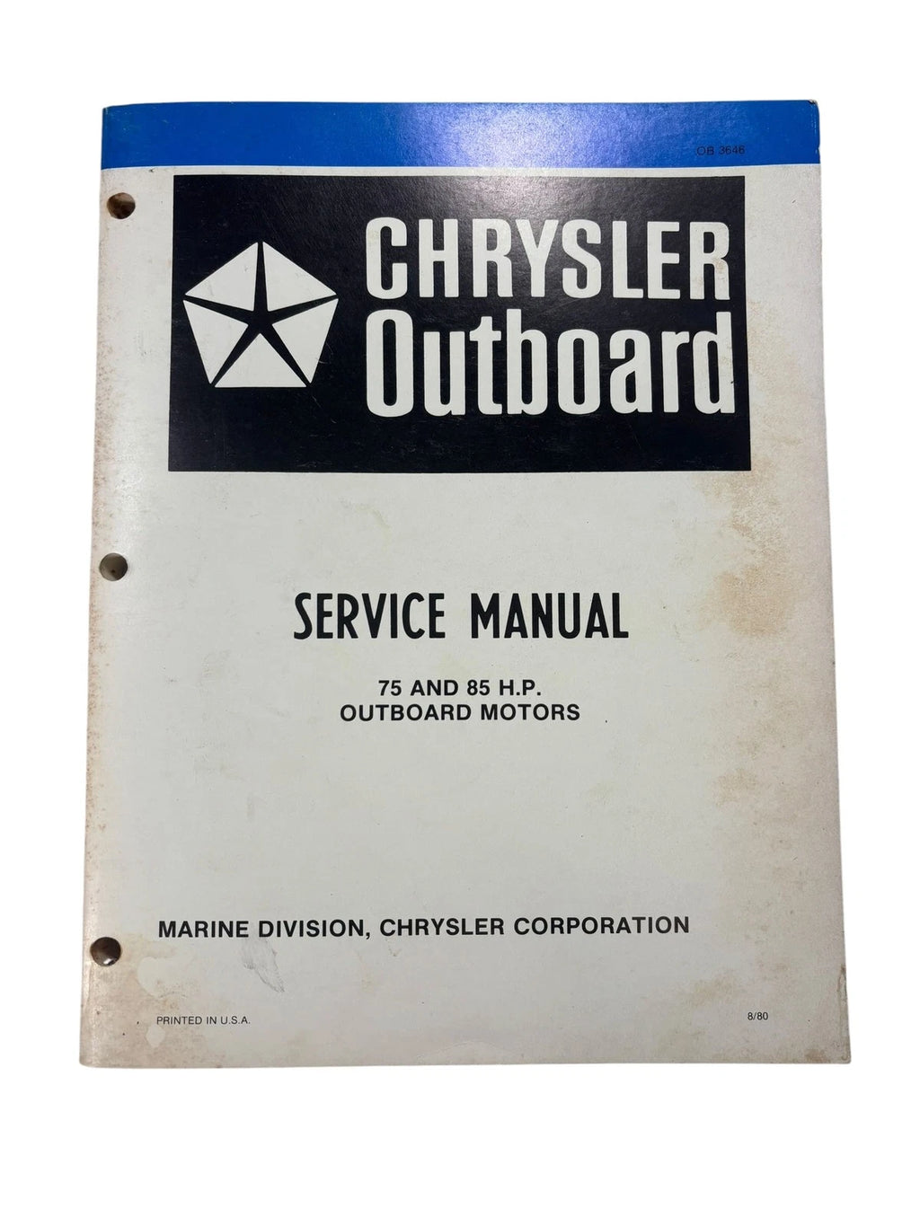 Service Manual for Chrysler Outboards OB3646 (75/85 HP)