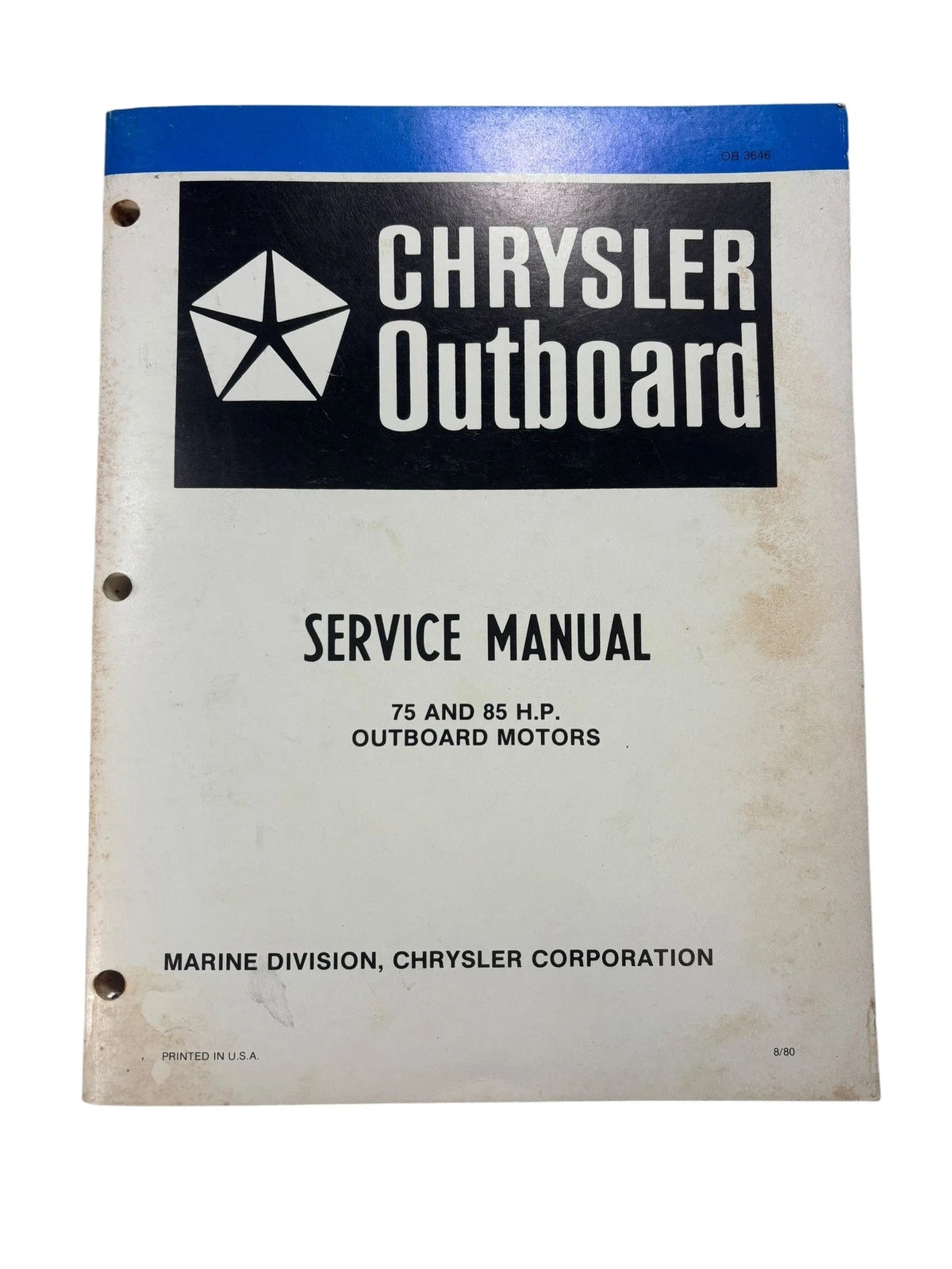 Service Manual for Chrysler Outboards OB3646 (75/85 HP)