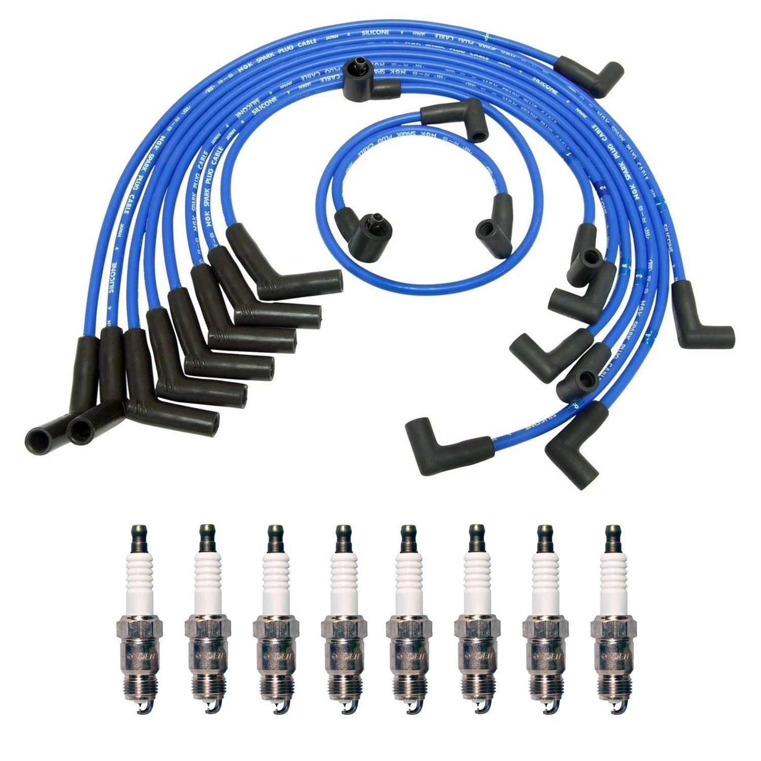 NGK 7mm Wire Set & Denso Iridium Spark Plug Kit for Bel Air C10 C20 C25 C30 (1953–1987)