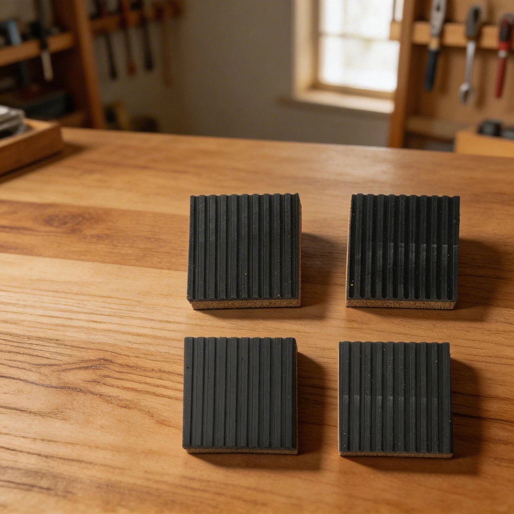 Set of 4 Rubber Cork Composite Mats for Equipment Stability
