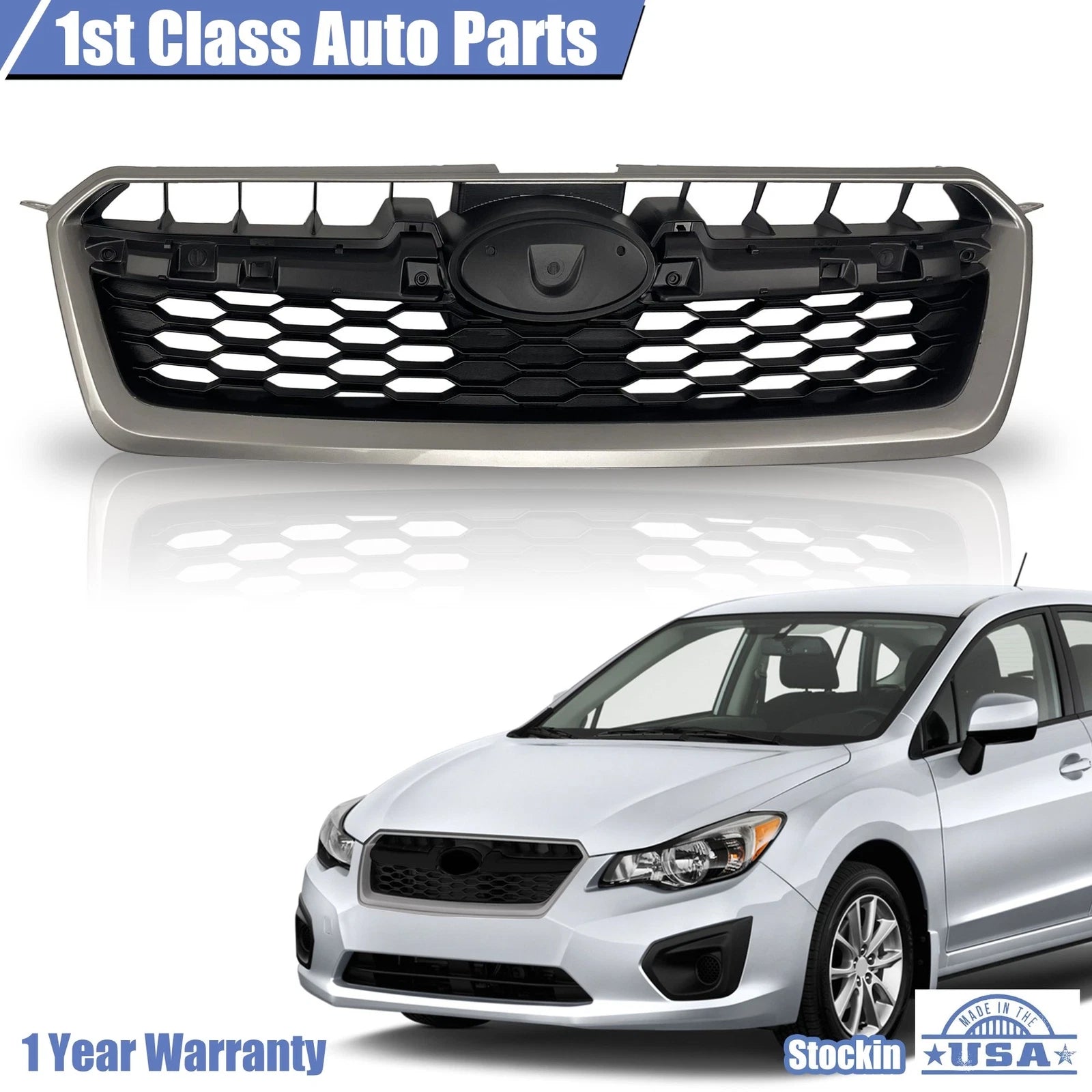 Grille for Subaru Impreza (2012–2014) Silver Shell Black Insert