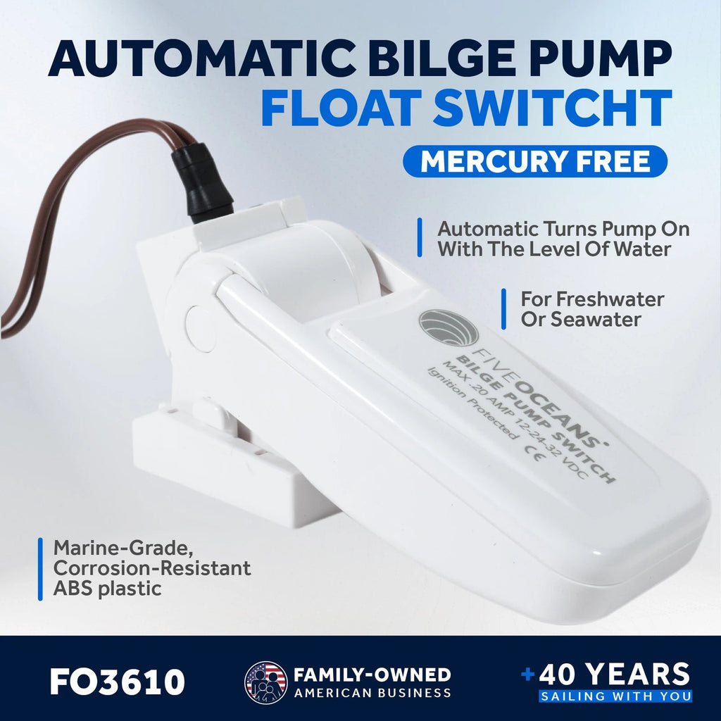 Automatic Bilge Pump Float Switch for Mercury (12-24-32 Volts, 20-Amps)