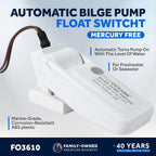 Automatic Bilge Pump Float Switch for Mercury (12-24-32 Volts, 20-Amps)