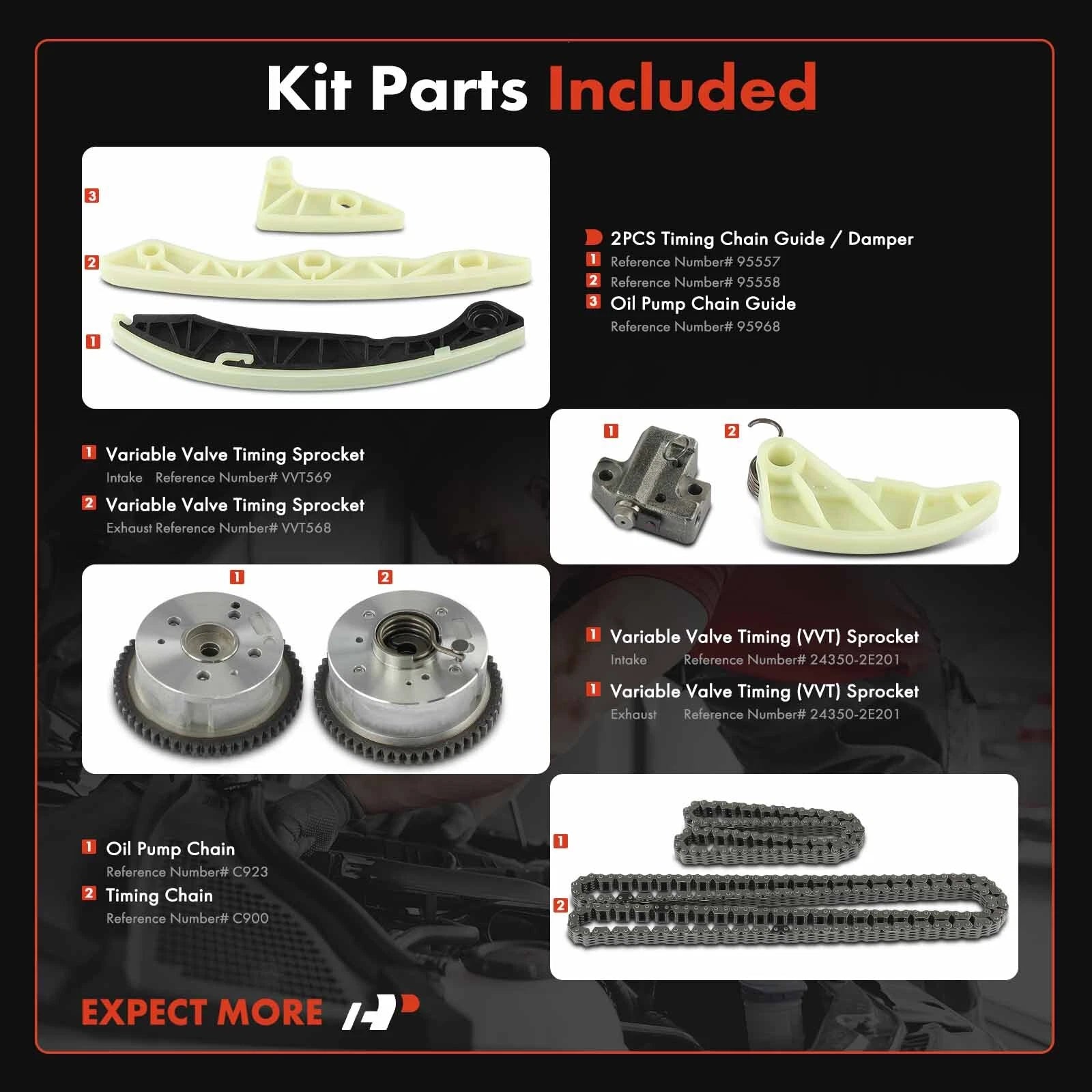 9x Timing Chain Kit for Kia Forte (2010–2013) Hyundai Tucson (2011–2013)
