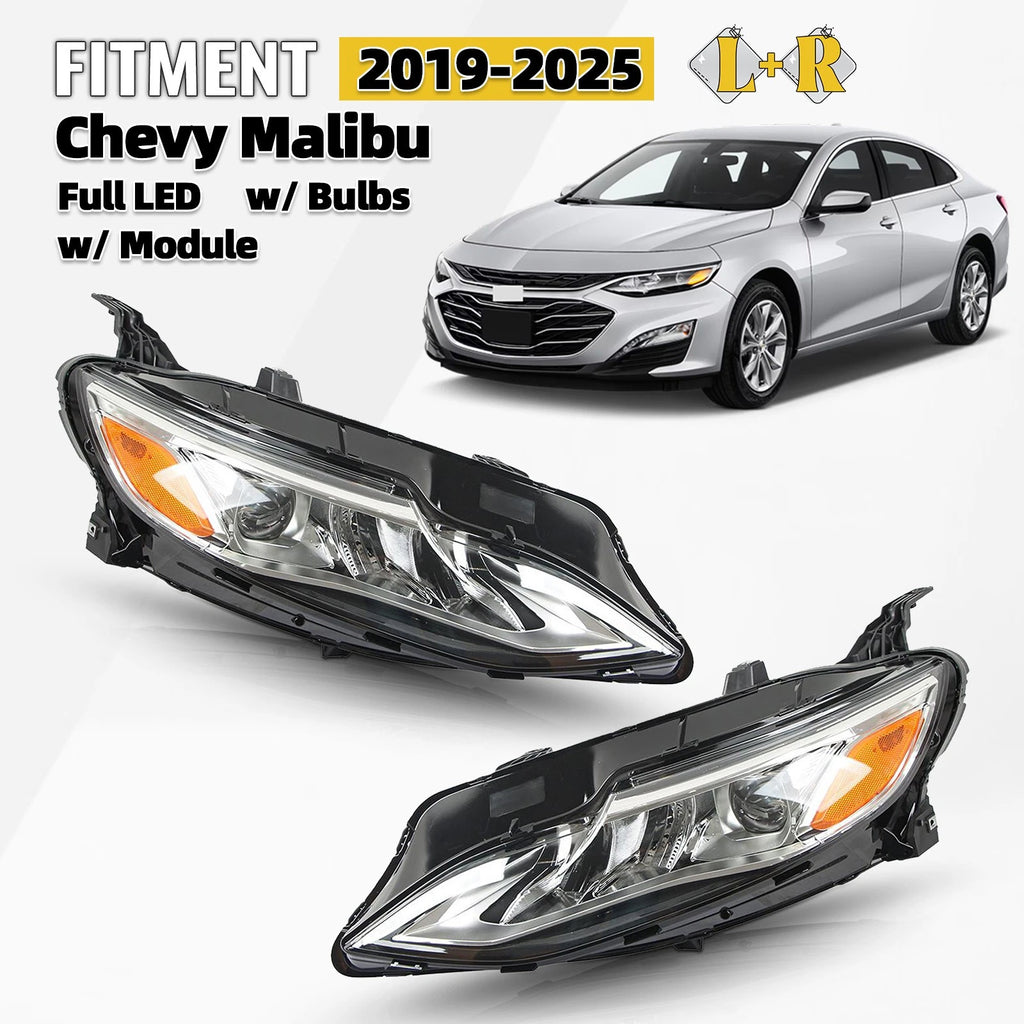 Full LED Headlight Set for Chevy Malibu (2019–2025) - Left & Right Pair