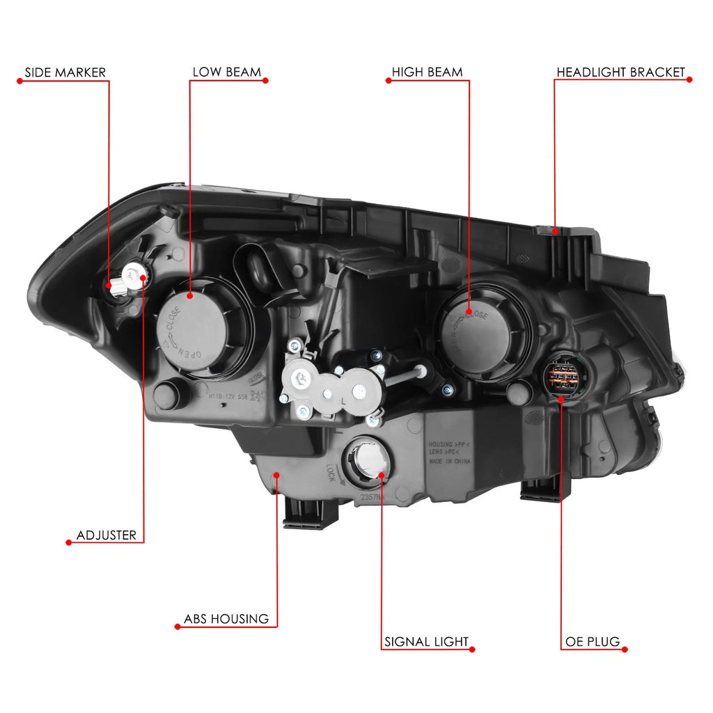 Headlights for Kia Soul (2012–2013) Black Housing Clear Lens Replacement