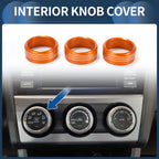 Set of 3 AC Heater Temp Switch Knob Cover Rings for Subaru Forester (2014–2018) Orange
