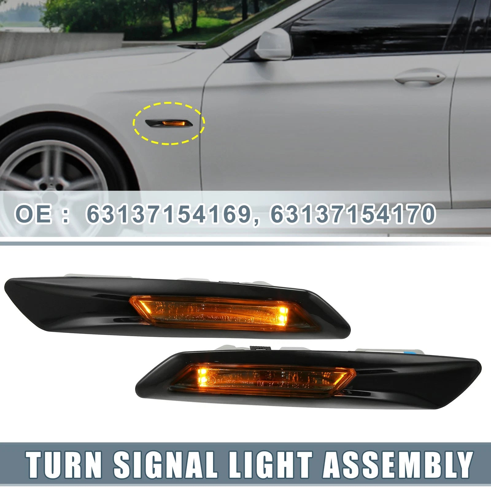 Side Marker Turn Signal Amber Light for BMW 528i 535i 550i (2011–2016)