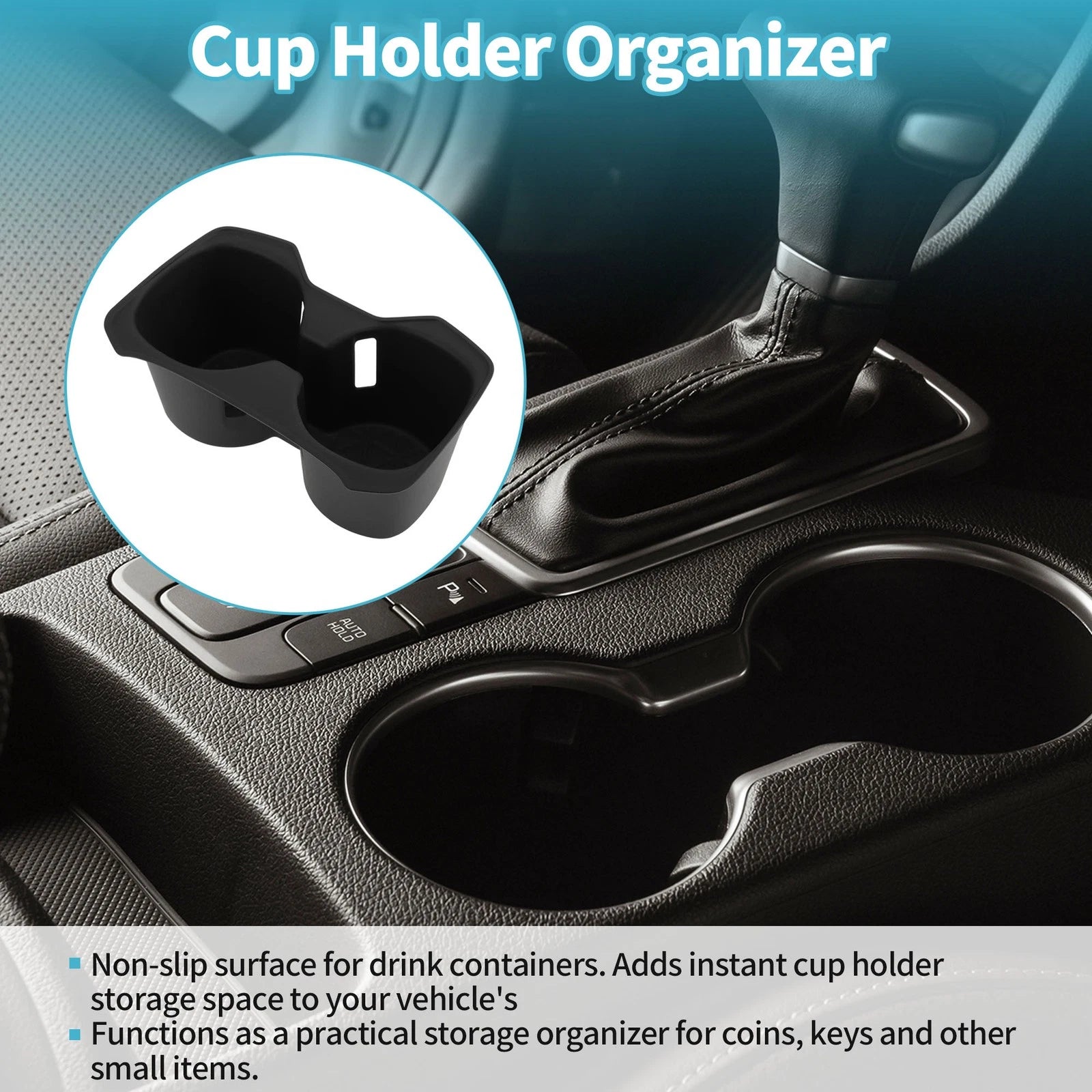 Center Console Cup Holder Organizer for Toyota RAV4 (2019–2021) TPE Black