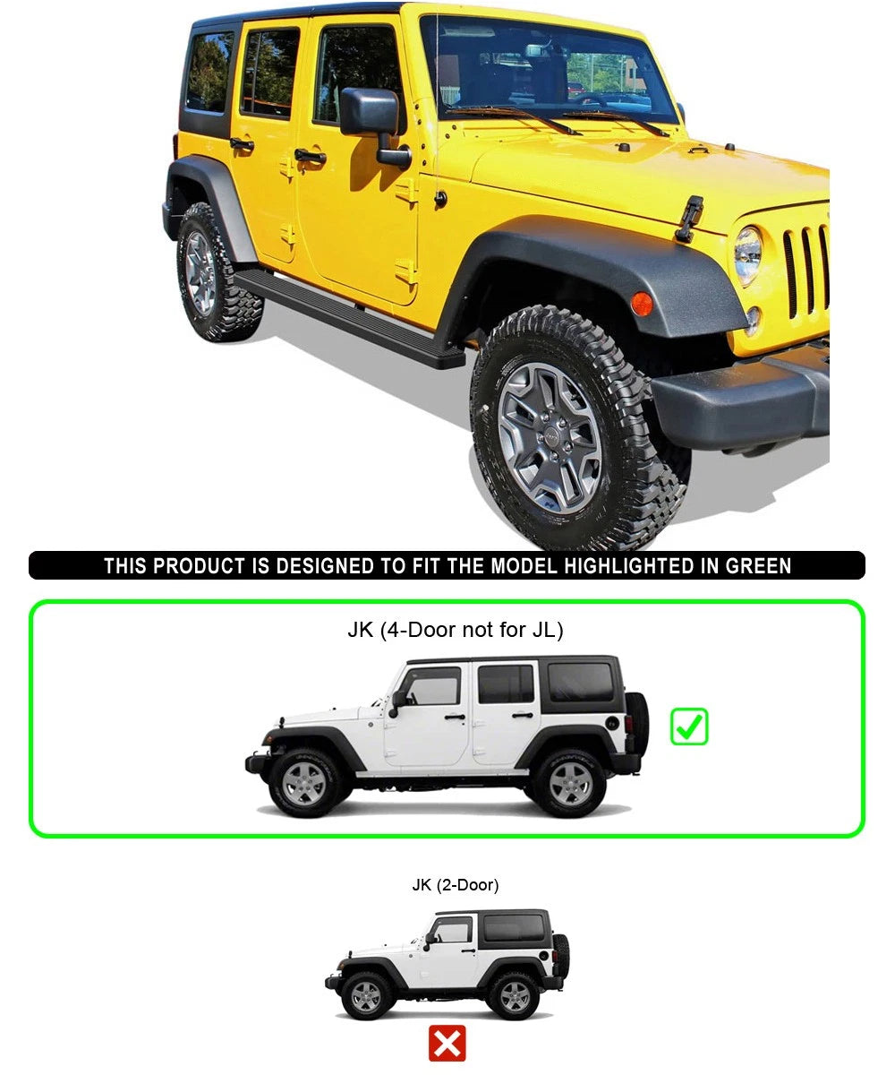 iBoard Running Boards for Jeep Wrangler JK (2007-2018) - 5 Inch Matte Black