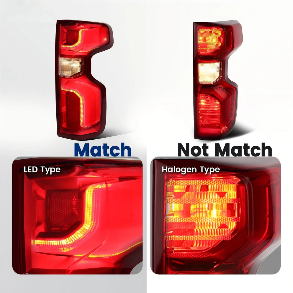 LED Tail Light for Chevy Silverado 1500 (2019–2026) RH Passenger w/Bulb