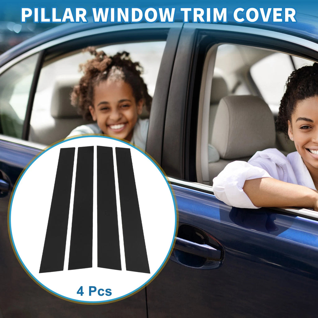 Set of 4 Door Pillar Window Trim for Toyota Highlander (2008–2013) Black