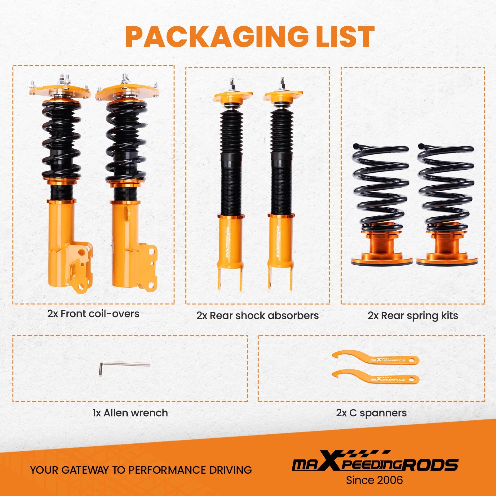 Coilovers Kit 24 Level Adjustable for Nissan Altima/Maxima (2007-2014)