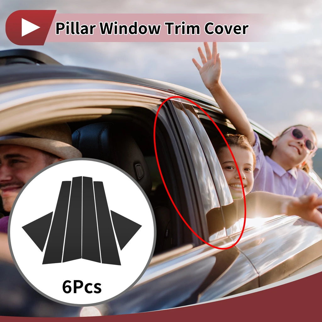 6 Pcs Door Pillar Window Trim for KIA Cerato (2009–2012) Black