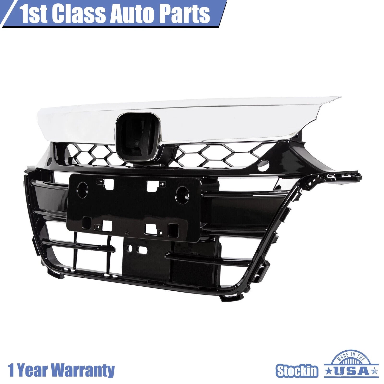 Front Black Chrome Bumper Grille for Honda Accord (2018–2019)