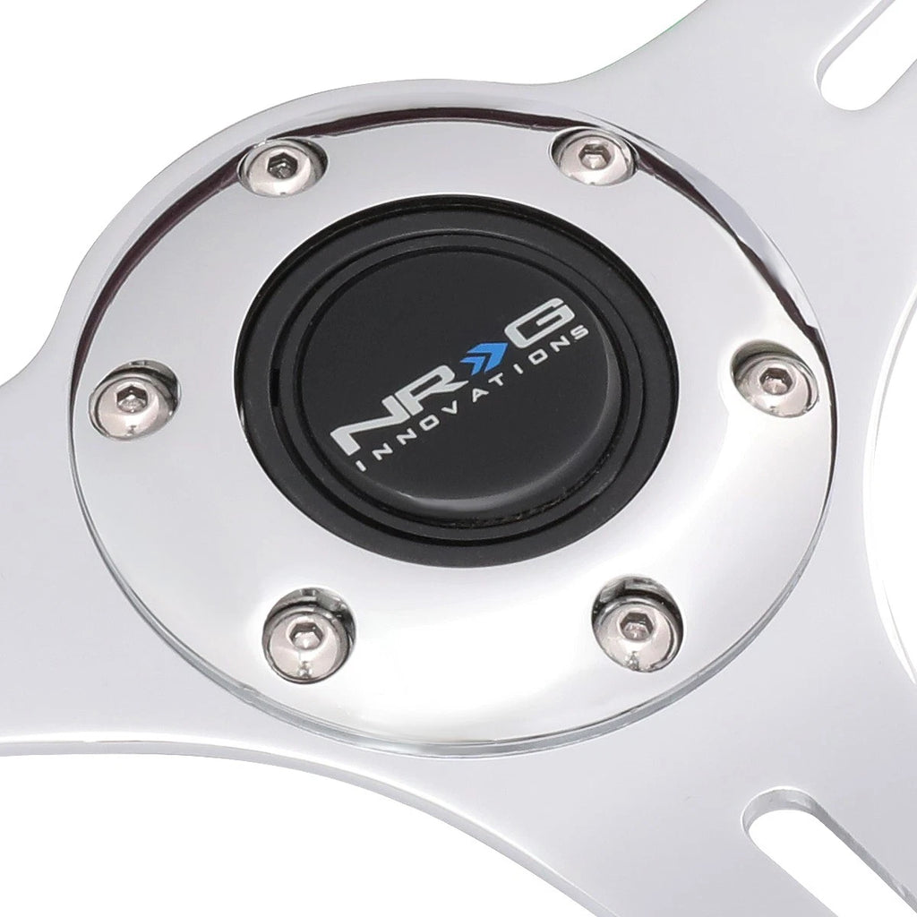 NRG 35cm Chrome 2" Deep Dish 3-Spoke Steering Wheel for Universal Fit (N/A)