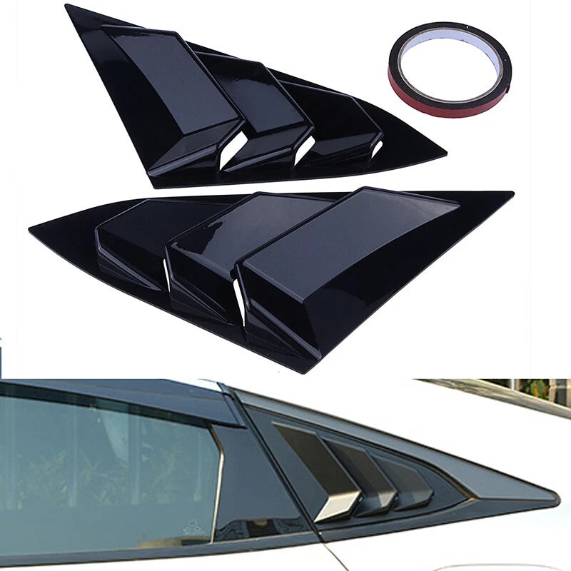 2X Black ABS Vent Quarter Side Window Louver Cover for Honda Civic (2016–2021)
