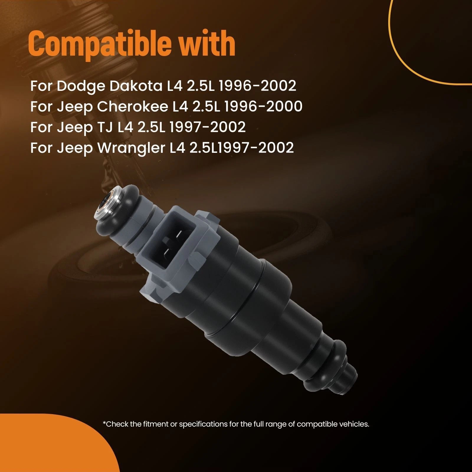 Set of 4 Fuel Injectors for Jeep TJ Wrangler 2.5L (1997–2002)