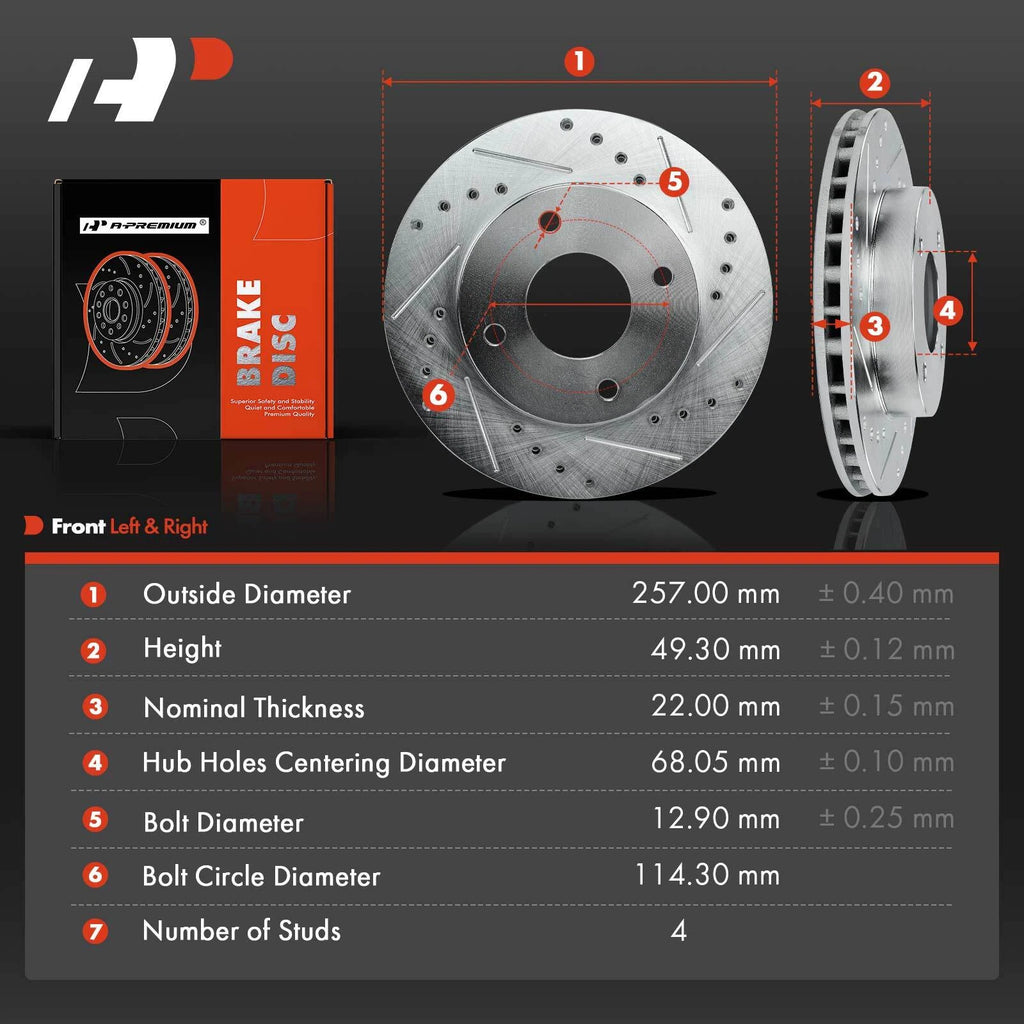 Front Drilled Brake Rotors for Nissan Sentra (2000-2006)