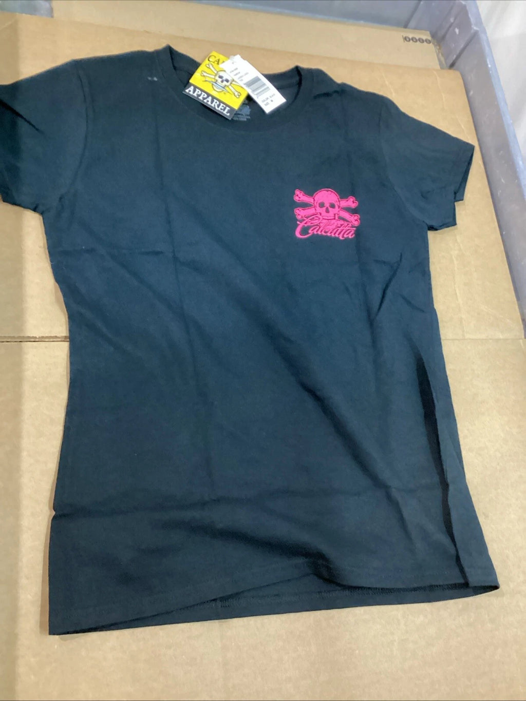 Ladies T-Shirt for Calcutta 4794-0058 (Black, Pink Logo, Medium)