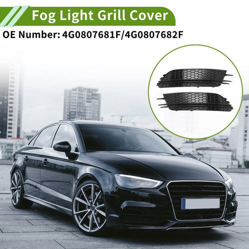 1 Pair Front Fog Light Grill for Audi A6 C7 (2012–2015) No. 4G0807681F Black