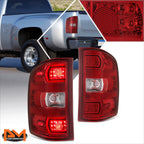 Chrome/Red LED Tail Brake Lights for Sierra Silverado 1500-3500 (2007–2014)