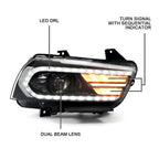Projector Headlights for Dodge Charger (2011-2014) LED Sequential Turn