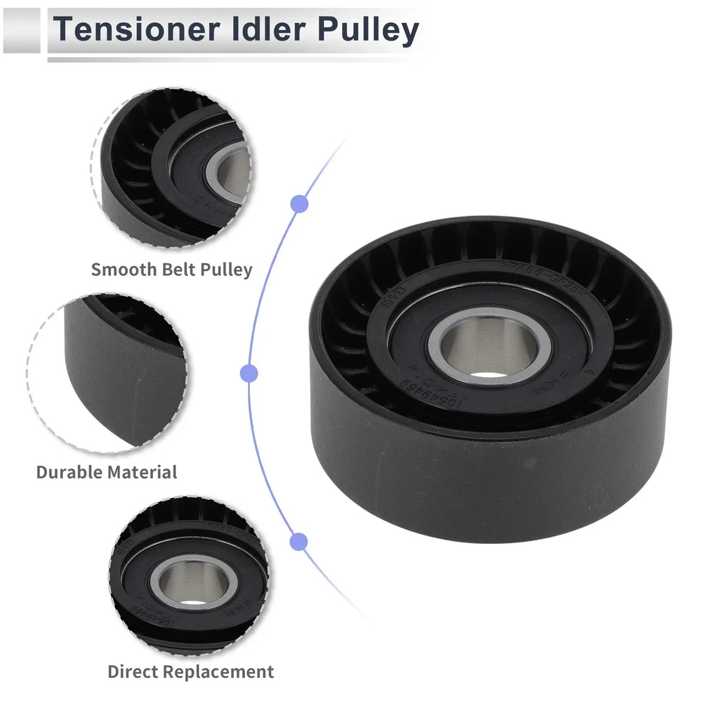 Drive Belt Idler Pulley for Porsche Cayenne (2010-2014) Black 1 x Piece