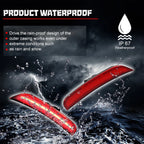 Set of 2 Red LED Rear Bumper Side Marker Lights for Chrysler 300