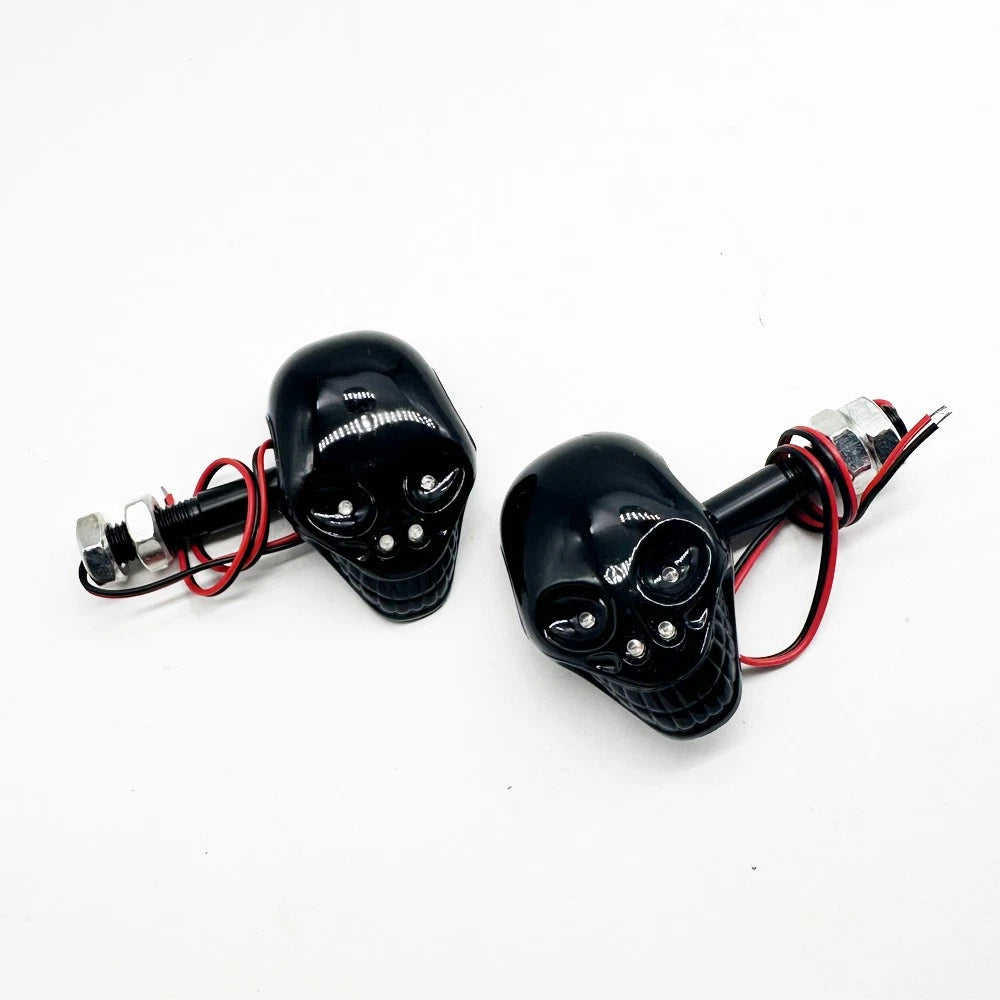 2X LED Turn Signal Skull Indicators for Motorcycle (12V)