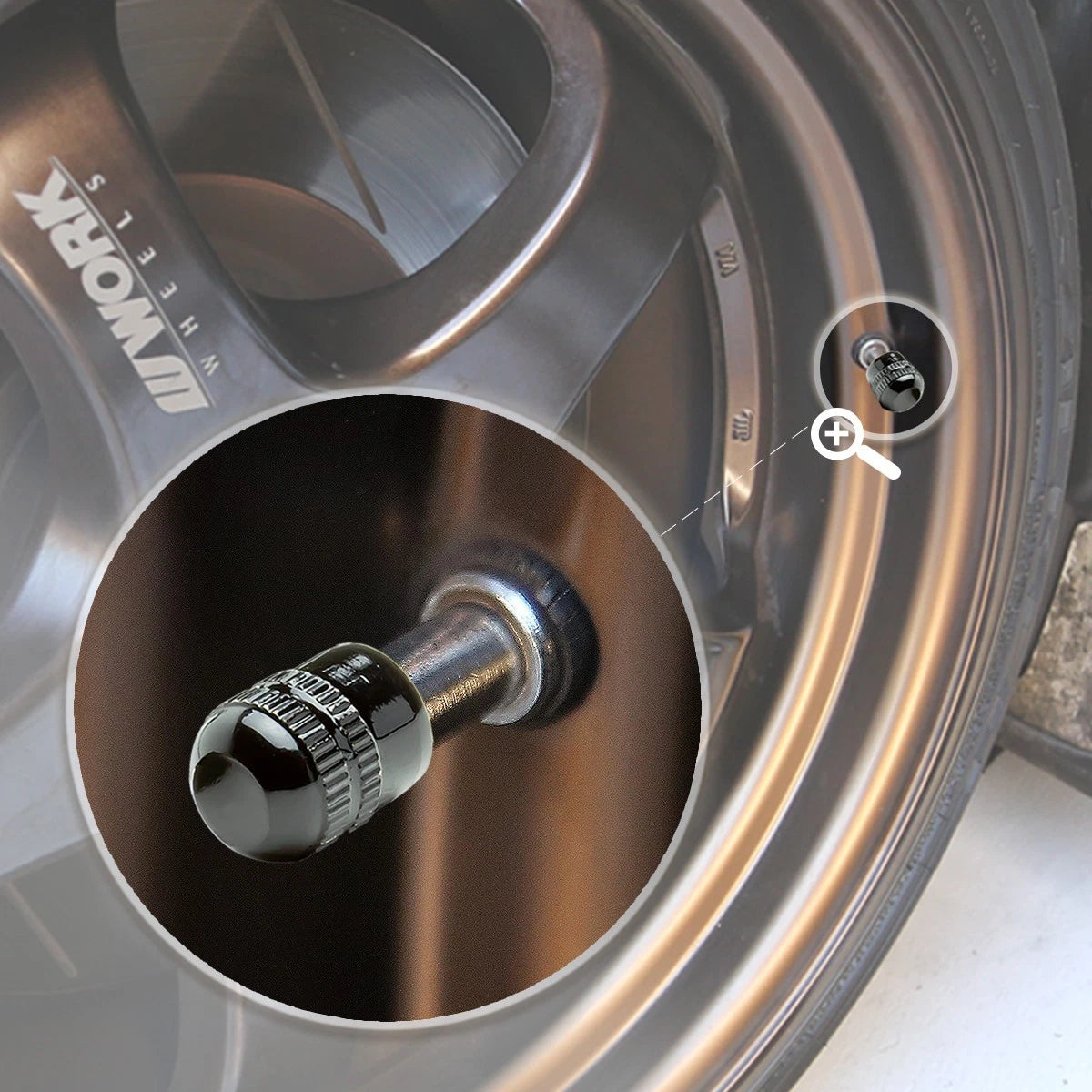 Set of 4 Black Aluminum Tire Stem Caps for Universal Vehicles